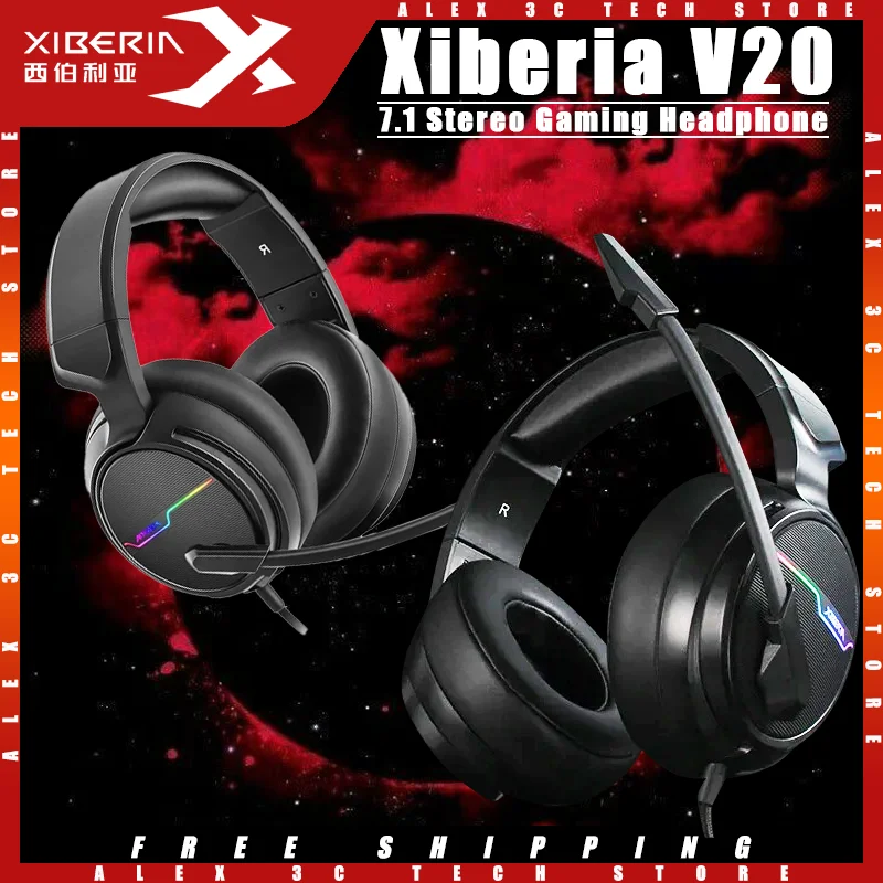

Игровые наушники Xiberia V20 7,1 стерео с микрофоном с шумоподавлением, проводные наушники для киберспорта, индивидуальные аксессуары для ПК и геймеров