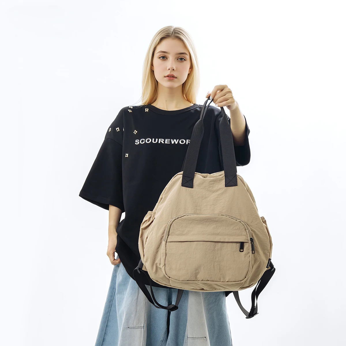 

New Style Backpack for Men and Women, Single Shoulder Tote, Large Capacity, Lightweight Cloth Bag, Versatile, Casual, Commuting, Student Travel Backpack, Shopping