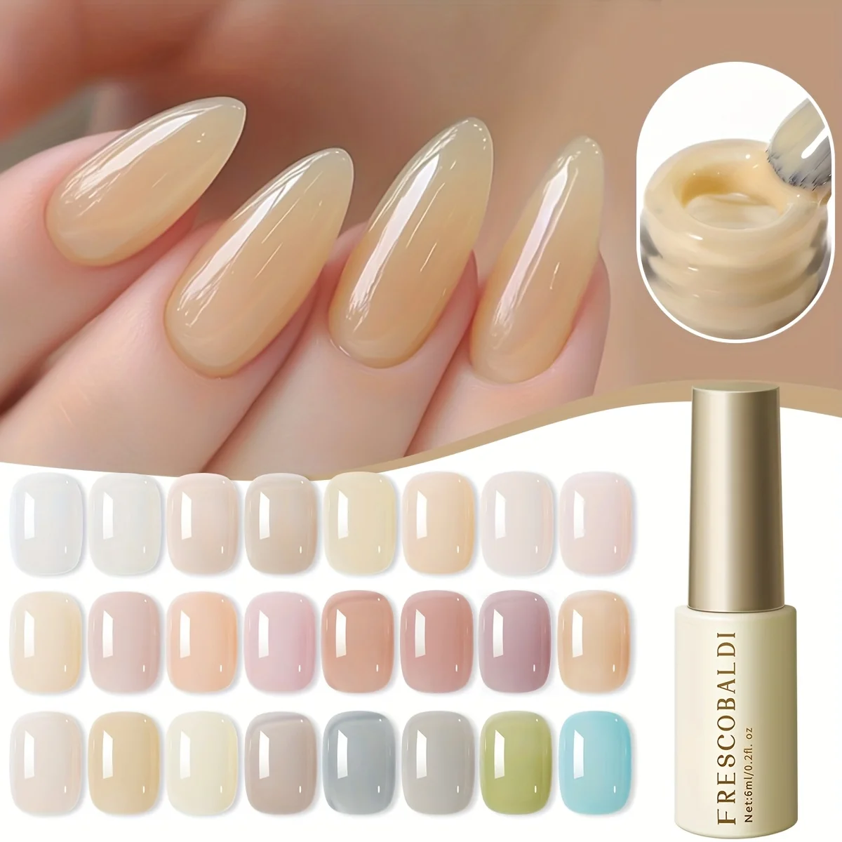 24 peças série translúcida 24 cores --- nova arte popular de unhas ultra-brilhante série translúcida de gelo esmalte em gel arte de unha faça você mesmo