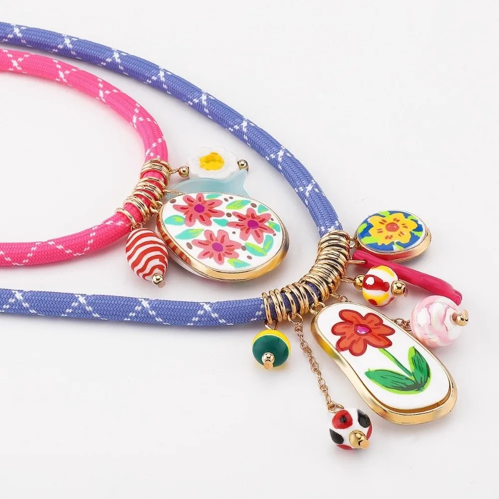 Fashionable Bohemian Multi-element Pendant Colorful Jewelry Gifts Collarbone Chain Cute Flower Rope Necklaces Beach