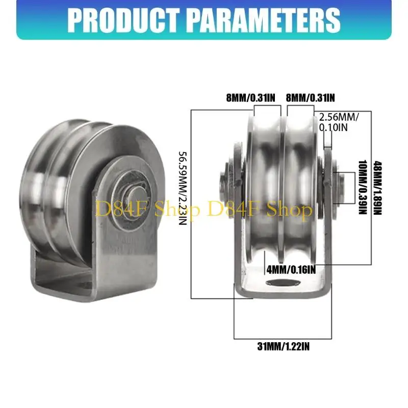 D84F Double Grooves Stainless Steel Pulley Cable Fixed Pulley Block for Construction and Manufacturing Use