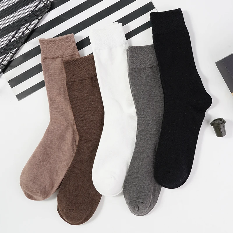 2 Pairs/Lot Men\'s Cotton Long Socks Thick Winter Warm Cotton Man Couples Feet Pure Color High Quality Fashion Harajuku Mid Tub