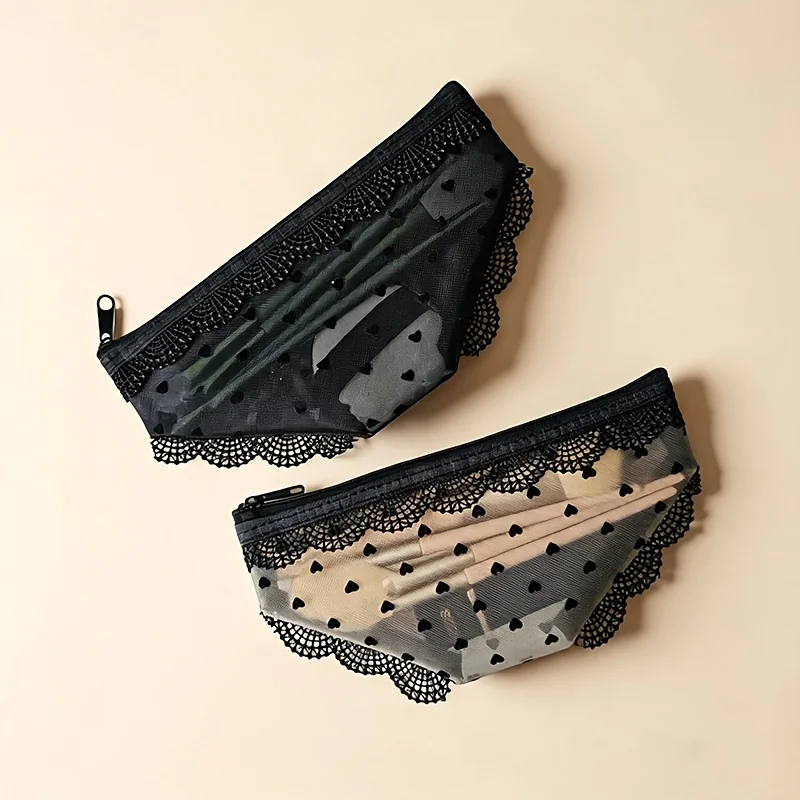 Individual Shorts Mesh Cosmetic Semi Transparent Portable Makeup Organizer Pouch Lipstick Beauty Storage Travel Daily Carry Use