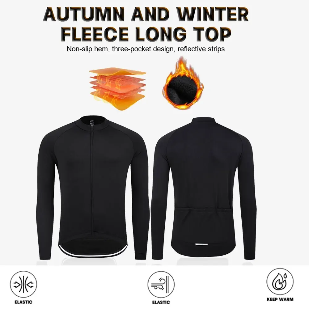 

Men's Winter Cycling Jacket Warm Fleece MTB Mountain Bike Shirt Ciclismo Long Sleeve Jersey
