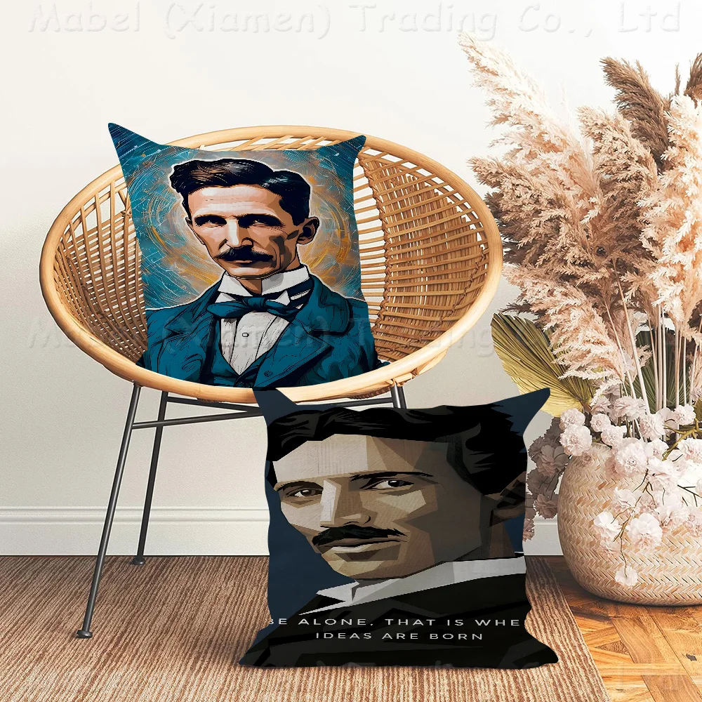 Nikola Tesla Pillowcase Toon Gift Cushion Cover Bedroom Home Sofa Chair Seat Decor Pillow Case