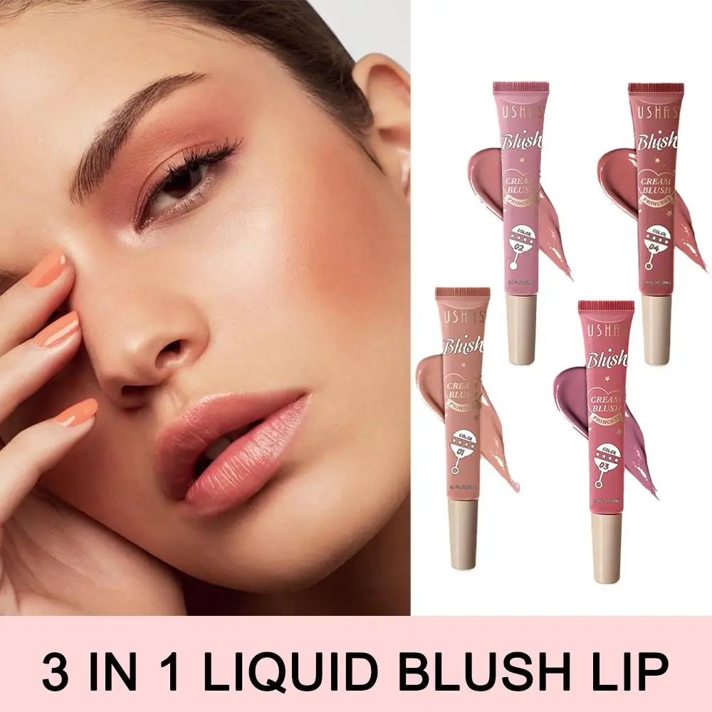 Natural Long Lasting Waterproof Liquid Blush, Lip and Face Contouring Stick, Blush Facial, Soft 4 Color, Q0I7, 12ml