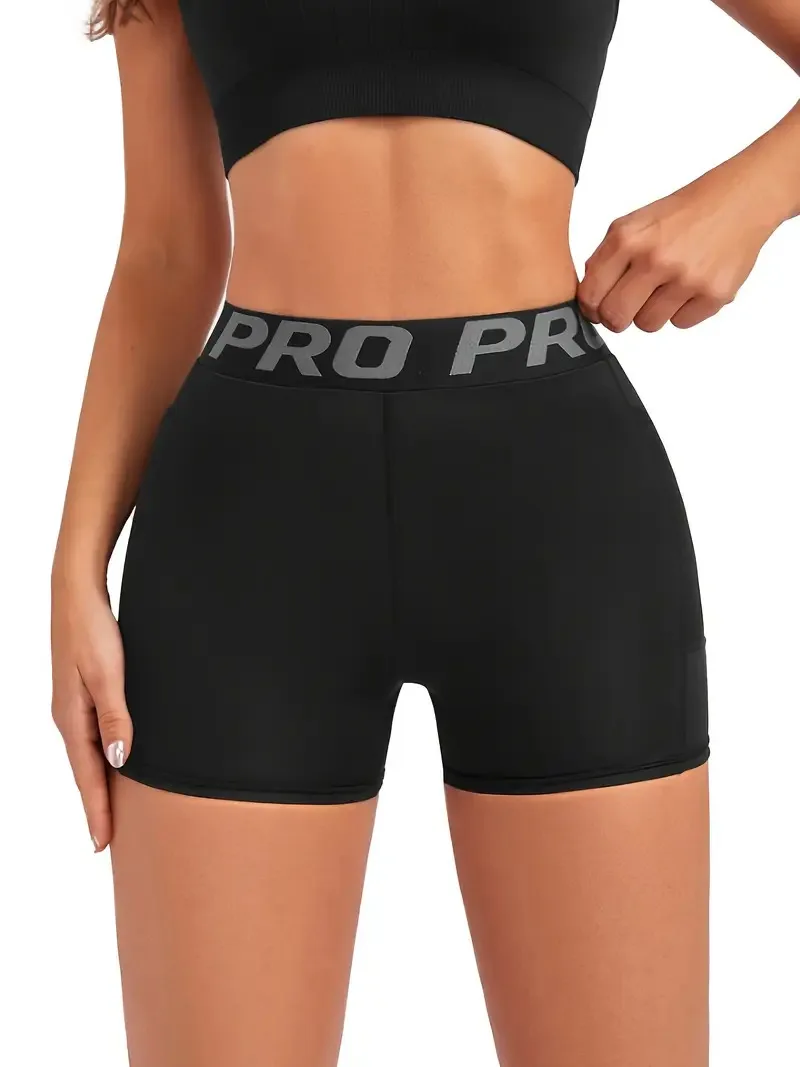 Women's three-point shorts, 2 pockets, breathable quick-drying yoga running and cycling shorts,
