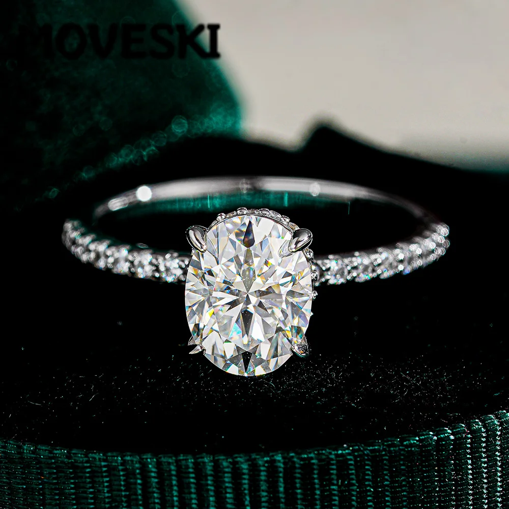 

Luxury 925 Silver 1/2/3 Carat Oval Moissanite Engagement Ring, Sparkling D Color VVS1 Moissanite Wedding Ring