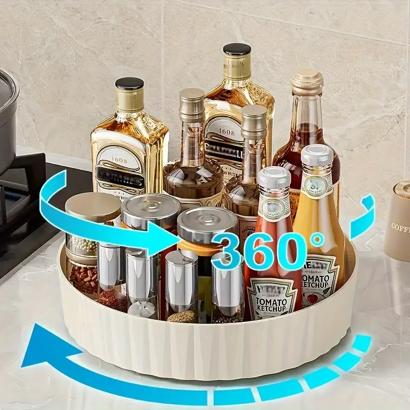 1 PC 360 Rotating Storage Rack Transparent Circular Turntable Seasoning Bottle Rack Home Pantry Cabinet Tray Kitchen Organizer