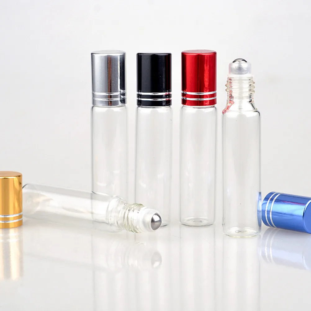 5Pcs Essential Oil Roller Bottles Glass Empty Bottle 10Ml Leakproof Refillable Subpackaging Bottle Travel Use Multiple Colors view 3