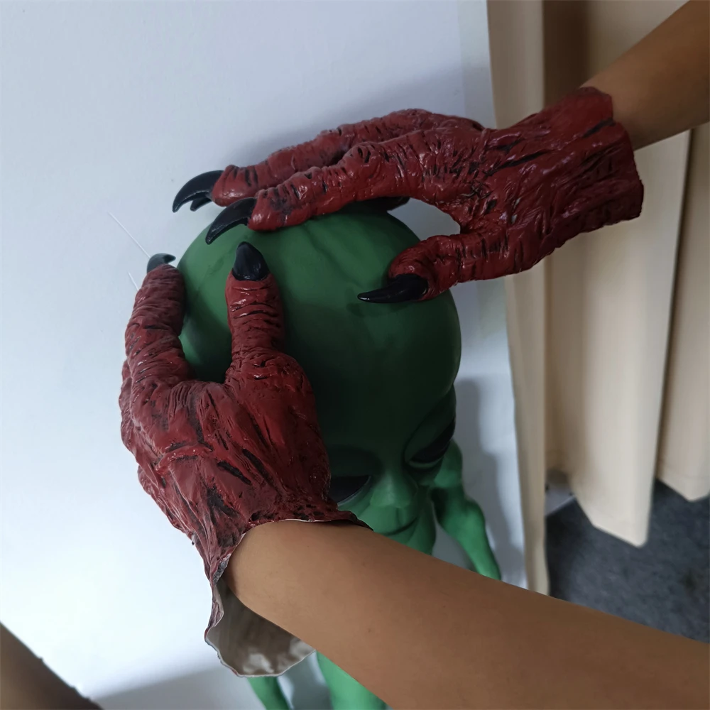 Halloween Demon Witch Gloves Devil Claw Movie Game Cosplay Red Paws Horror Devil Costume Gloves Fancy Dress Party Props