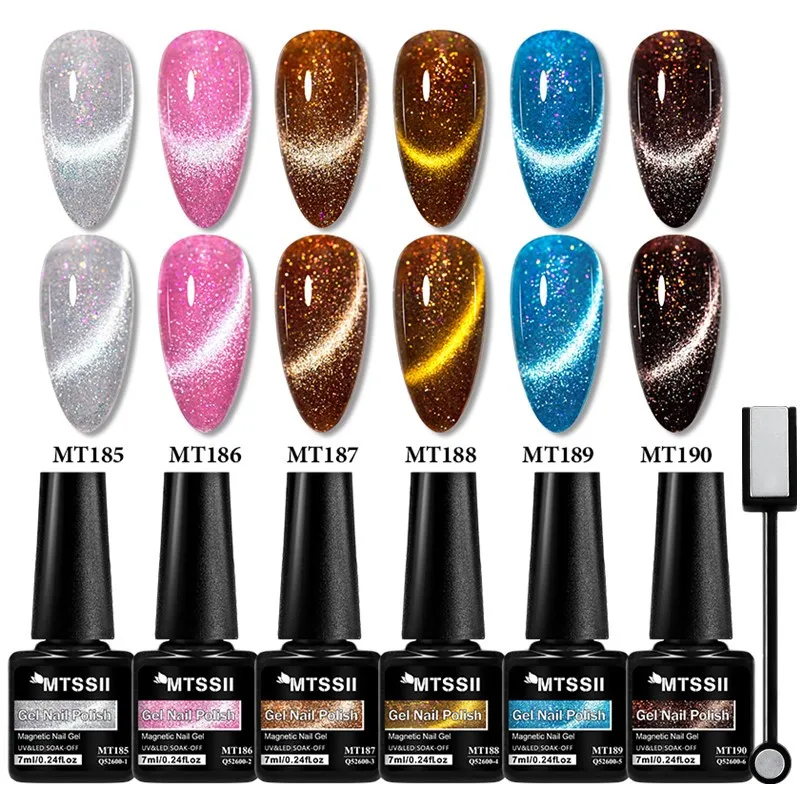 7 pçs ilha dos sonhos gato gel magnético unha polonês conjunto auroras glitter semi permanente embeber fora uv led gel verniz diy suprimentos de unhas