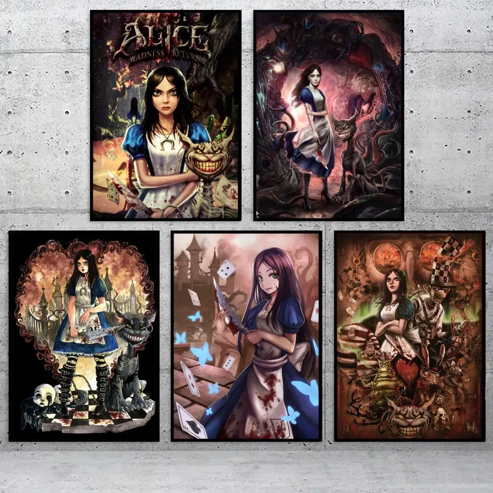 ملصق مثالي لوحة فنية جدارية ذاتية اللصق مصممة لمساحات تناول الطعام في المكتب المنزلي قطعة واحدة من أليس جنون العودة