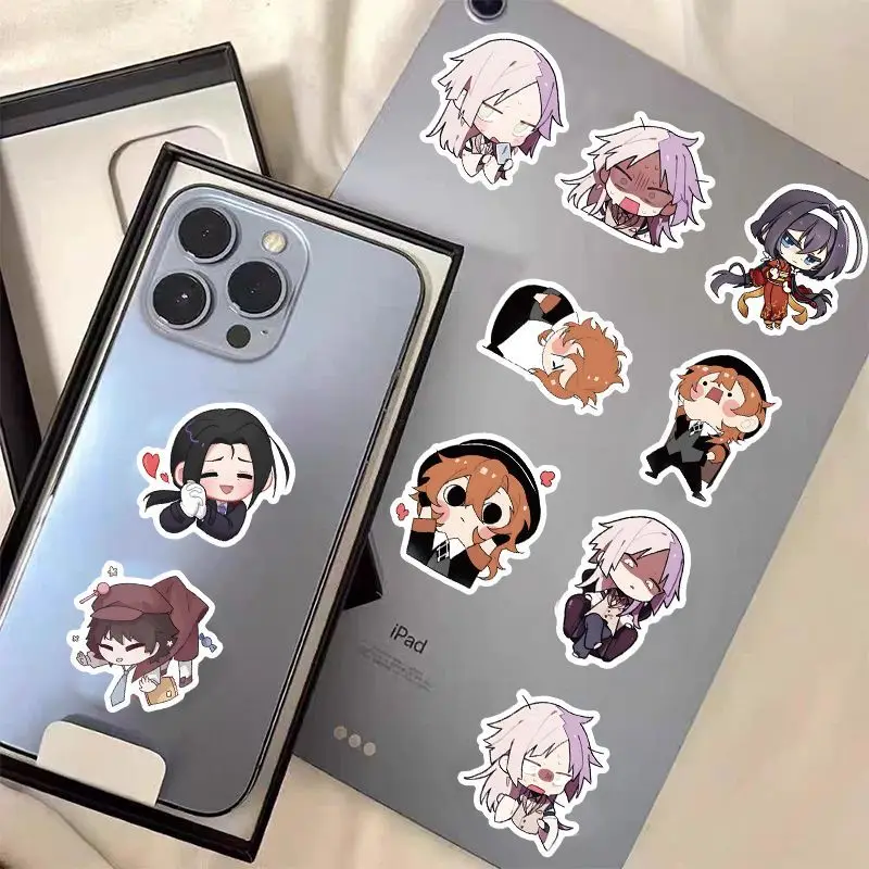 Bungo Stray Dogs anime cartoon cute stickers kawaii 2D manga style boys and girls DIY graffiti decoration 60pcs decals wholesale