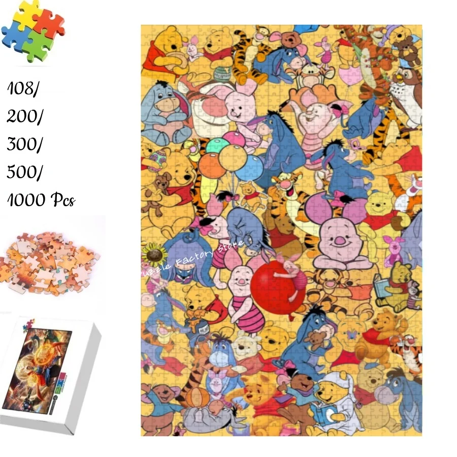 

Disney Cartoon Puzzle Winnie The Pooh Tangram Game for Children Multiple Size 108/200/300/500/1000 Pieces Jigsaw Wooden Puzzles