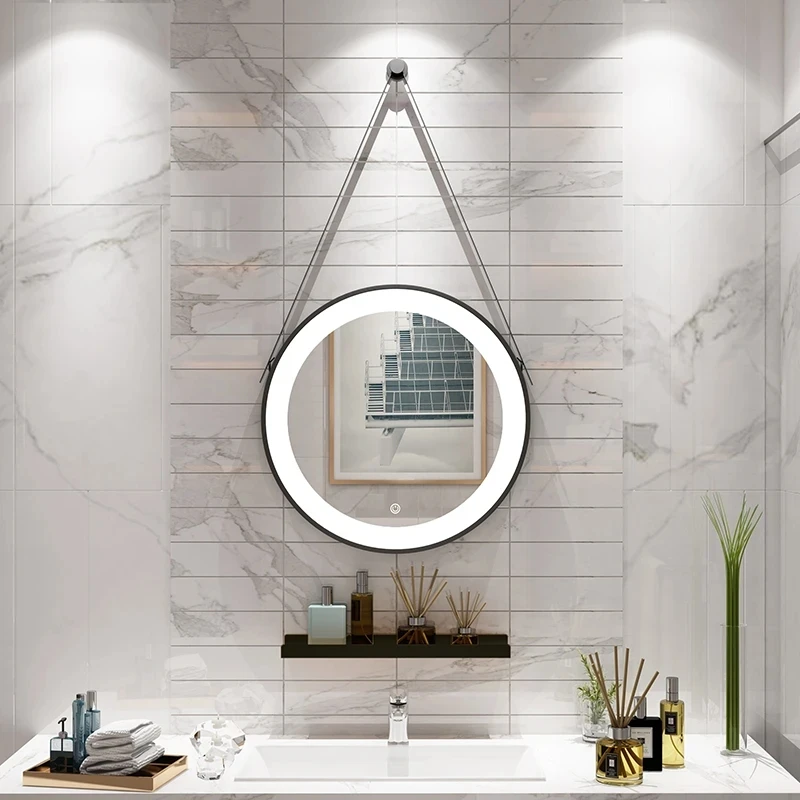 

Round Makeup Bathroom Mirror Lights Portable Touch Led Bathroom Mirrors Wall Mounted Espelho Banheiro Home Improvement