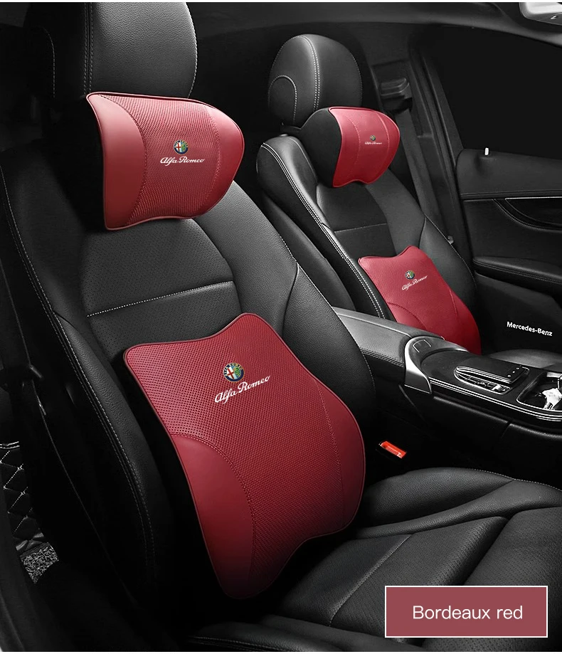 

2026 Hot Car Sticker Car Neck Pillow Seat Headrest Support Waist Pillow Accessories For Alfa Romeo Giulietta GT 159 147 156 Mito