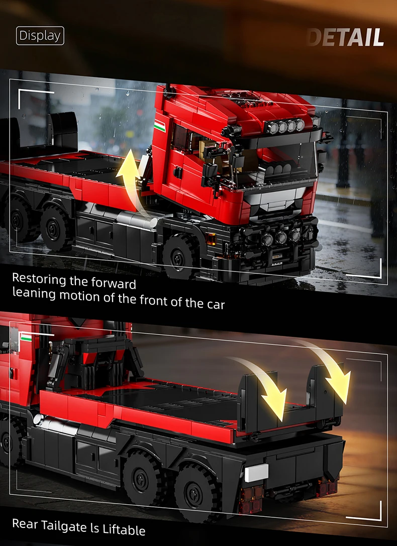 Technische Bausteine LKW-Sets Anhänger Autos Transportfahrzeug Kreative MOC Bauspielzeuge Geburtstagsgeschenke für Erwachsene 1728 Teile Modell – Detail 9