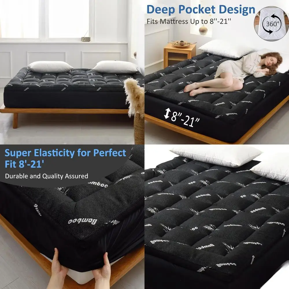 

Полноразмерный охлаждающий наматрасник из бамбуковой вискозы — очень толстый дышащий стеганый чехол с наполнителем 900 GSM для матрасов 8-21 дюймов D