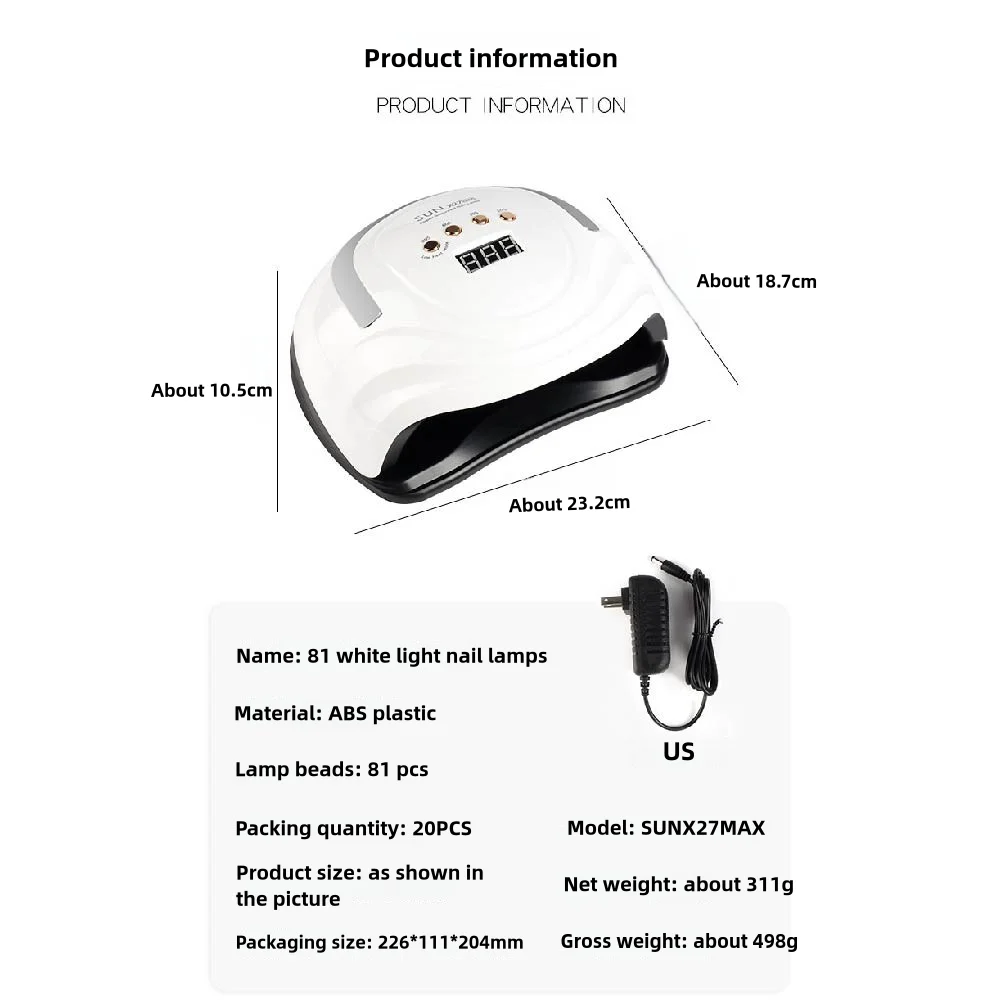 SUN X27 MAX lampe UV professionnelle pour Nail Art avec 81 LED 4 réglages de minuterie capteur automatique Gel vernis à ongles durcissement lampe pour Nail Art