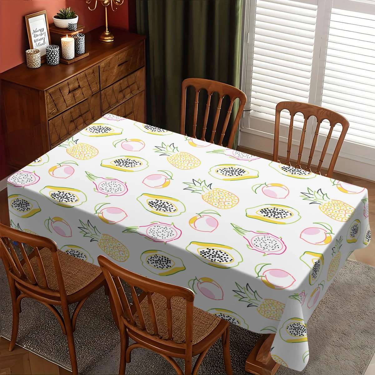 Waterproof Rectangular Tables Cloth fruit Print Polyester Tablecloth Rectangular Table Party Supplies Decor Nappe Coffee Mesa
