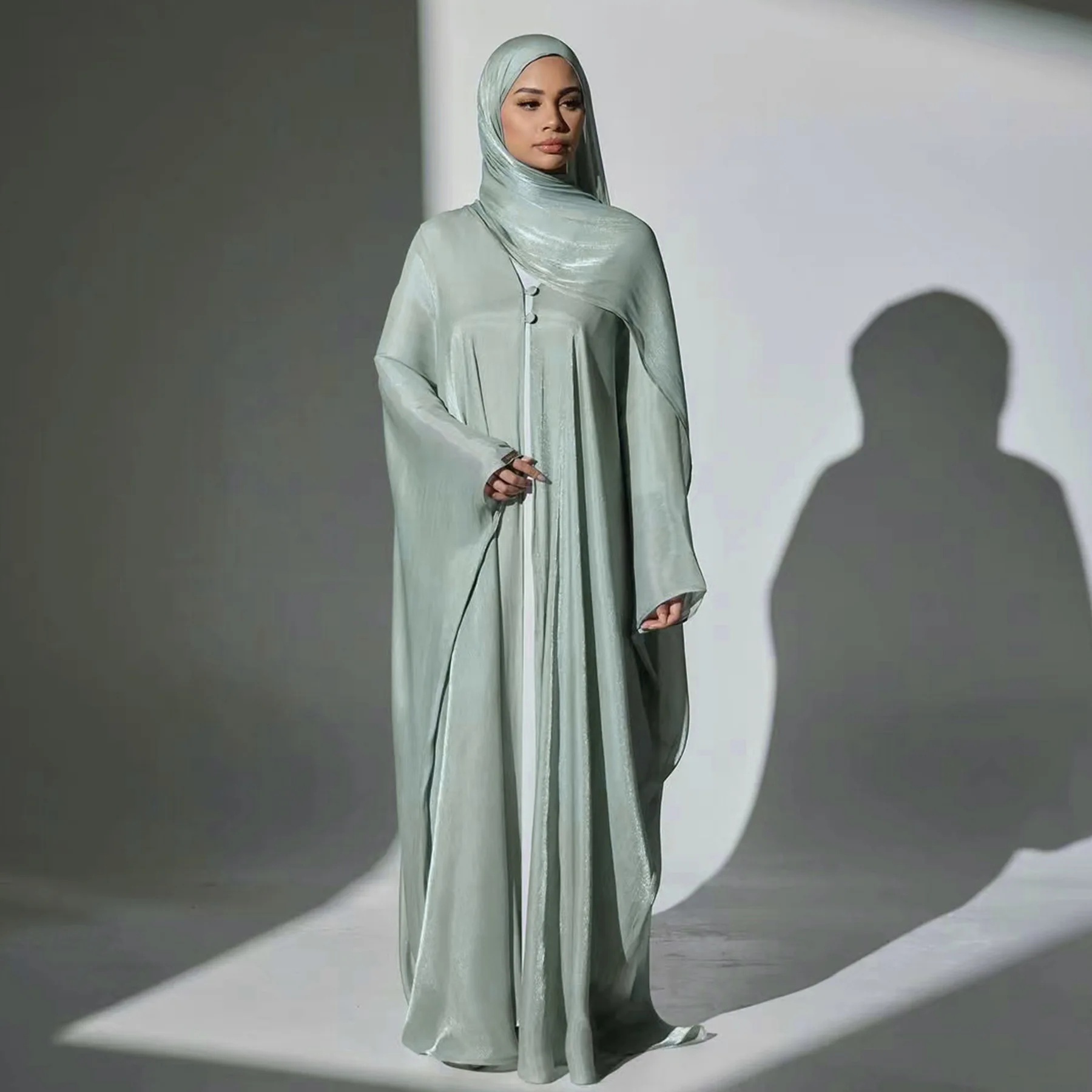 

Eid Djellaba Muslim Women Hijab Dress Open Kimono Abaya 3pcs Set Dubai Kaftan Turkey Robe Islam Clothing Jalabiya Caftan Femme