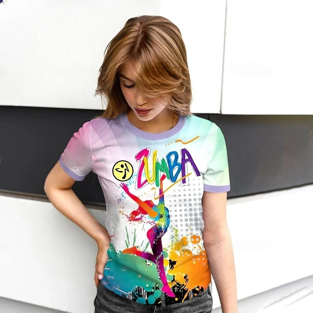 Fashionable summer printed women's short sleeved sports casual quick drying women's short sleeved street fashion Harajuku women'