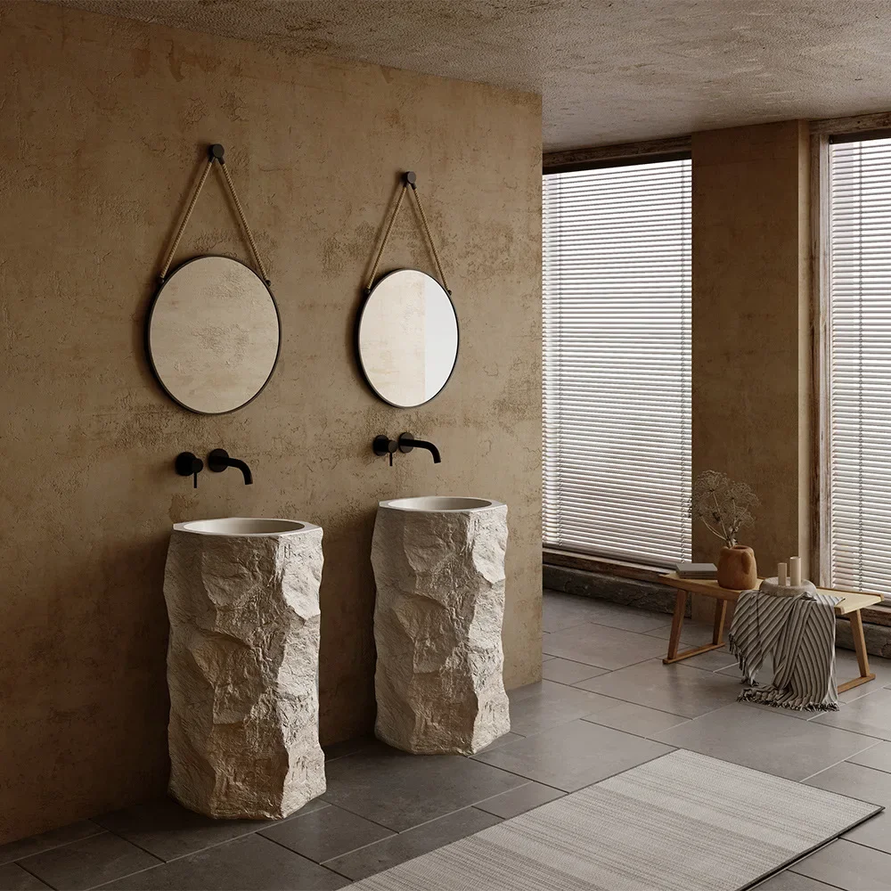 لوحة غسيل الحجر الاصطناعي للرياح من وابي سابي B & B، طاولة غسيل حمام الفندق، مطعم المشاهير على الإنترنت، غسيل الحمام #2