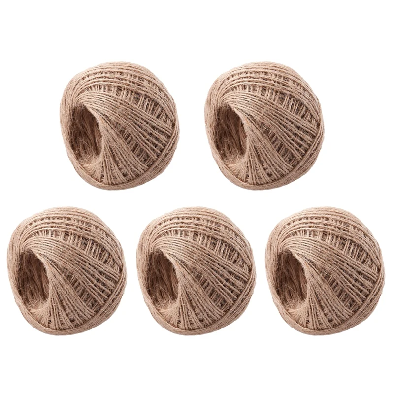 5X 100 Meter - Natural Textured Hessian Jute Twine String 1Mm