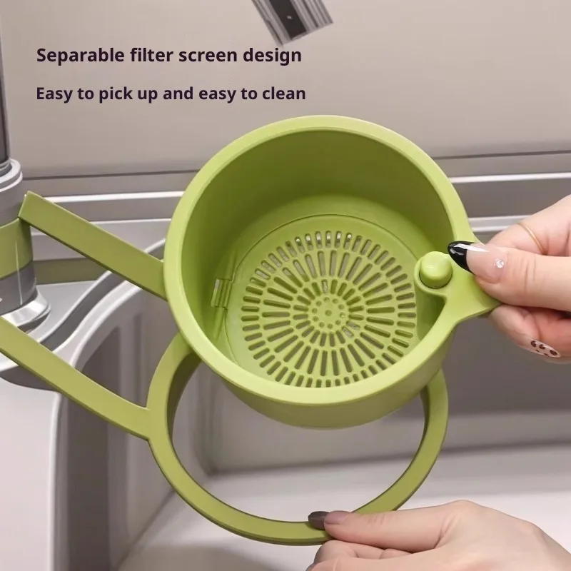 New One-Touch Press Drain Basket, Removable Sink Strainer for Kitchen & Bathroom, Food Residue Sponge Soap Storage Filter Holder