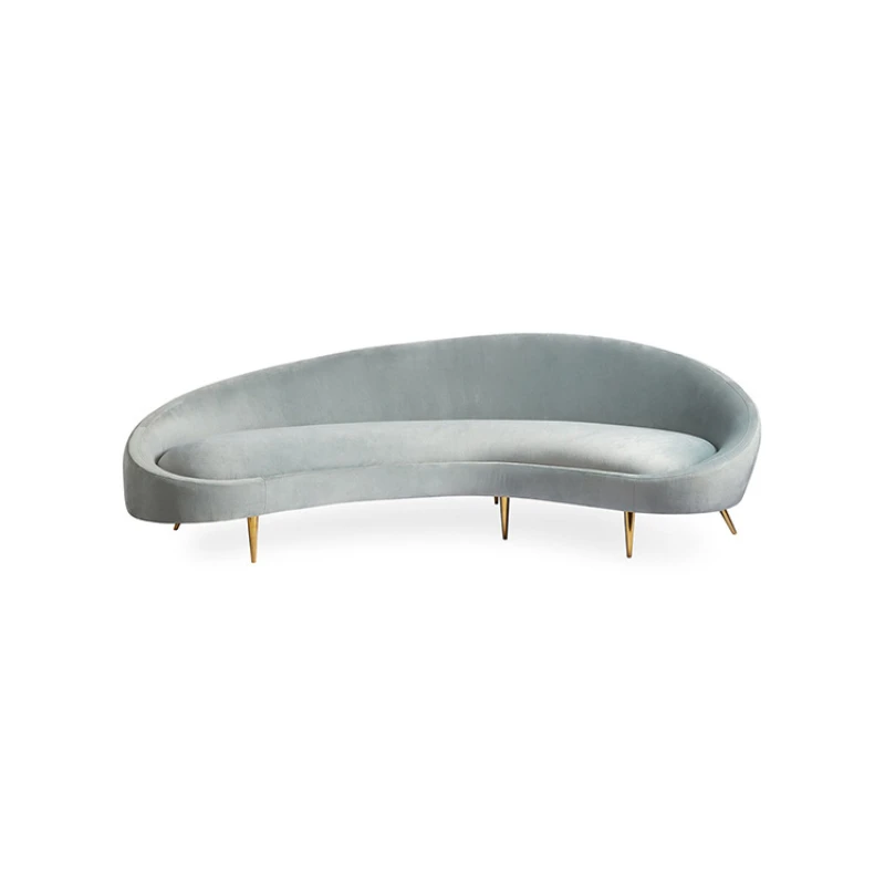 

*S Nordic modern arc three-seat sofa combination office lamb wool studio reception sofa coffee table combination