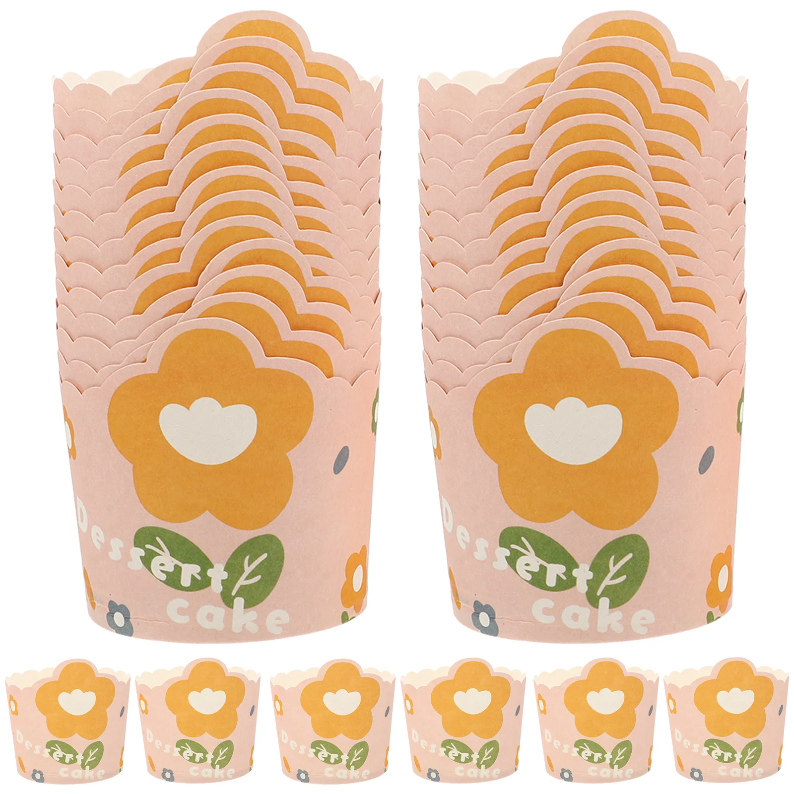 

50pcs Disposable Baking Cups High Temperature Resistance Paper Cupcake Liners Shaped Flower Cake Wrappers For Muffin
