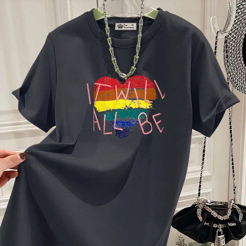 

Summer Women Preppy Style O-neck Top Casual Short Sleeve Pullovers Fashion Basics Letter Printed T-shirt