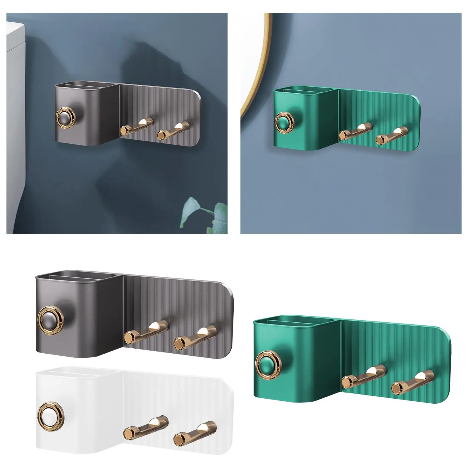 Suporte de parede para secador de cabelo, bandejas para banheiro, auto pasta, resistente, suporte para secador de cabelo