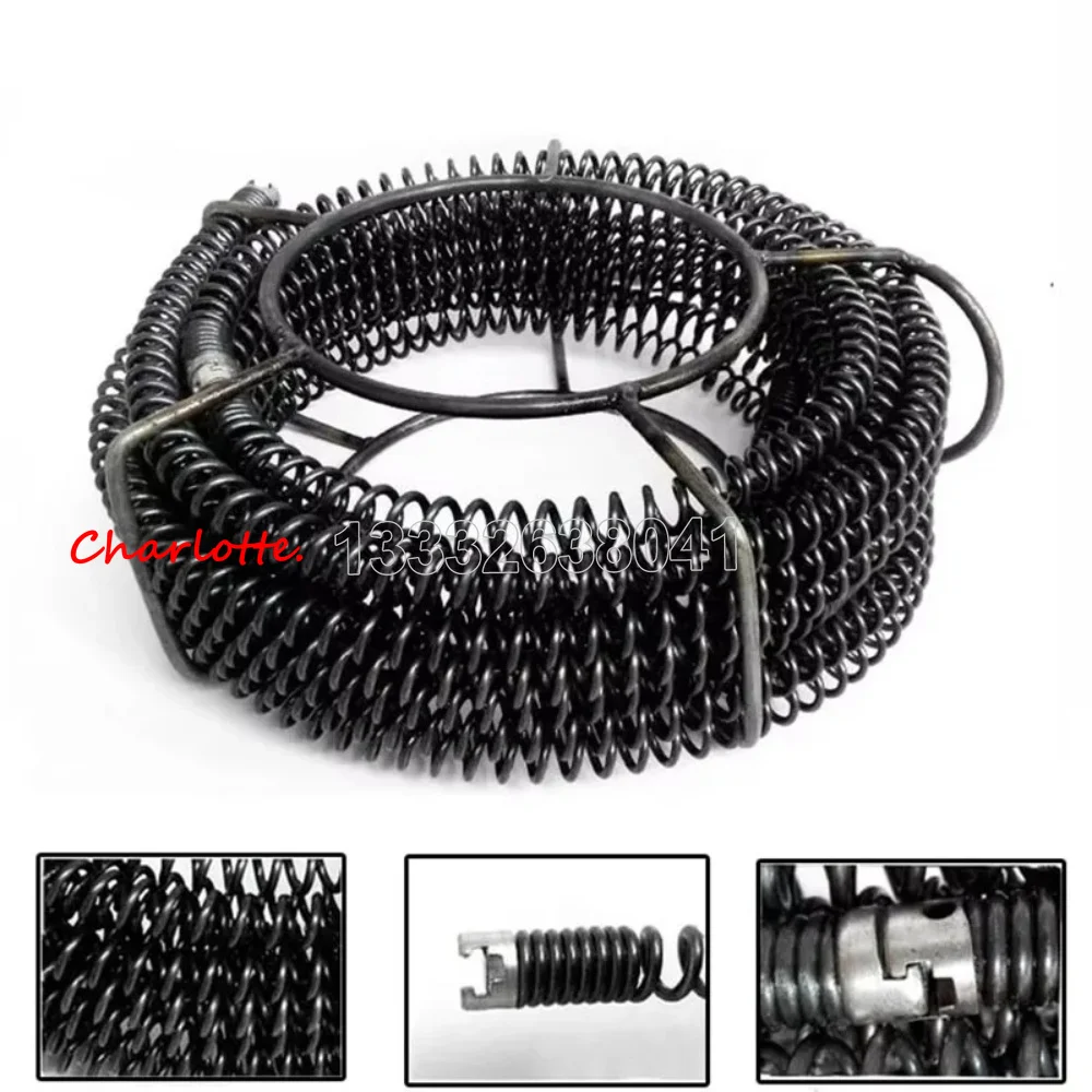 Sewer Electric Dredging Device Extension Spring Pipe Clean Tool Compression Spring With Connector 15m Length 16mm Out Diameter