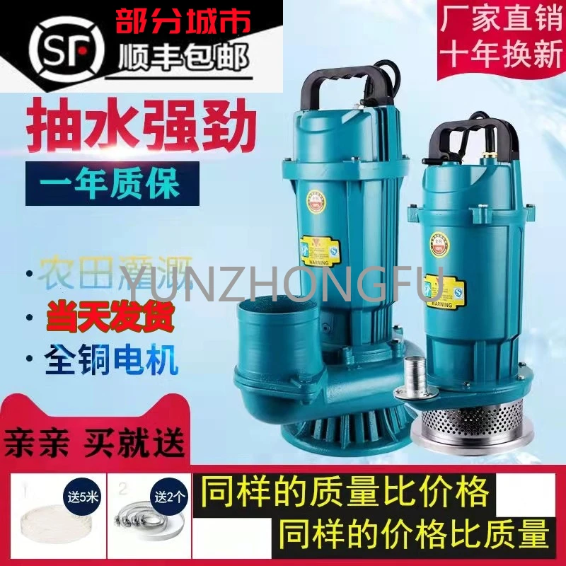 Agricultural Household 220v Fish Pond Small Diving Pumper 2.5-inch 3-inch 4-inch 1 Clean Water Pump High-rise Large Flow