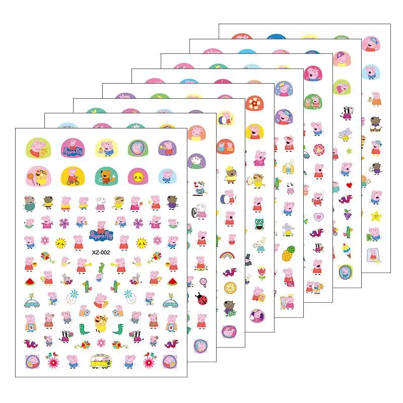 2-6pcs Peppa Pig Luminous Nail Stickers Cartoon Nail Decals Cute Fun Toy Decor Stickers for Girls, Phone Cases, Wall Stickers view 5