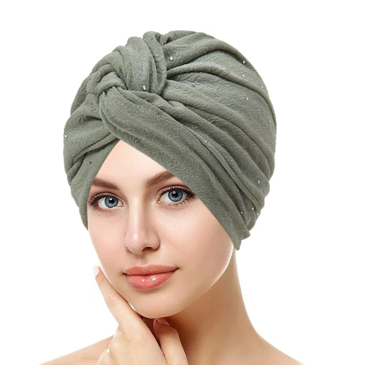 

New Twist Knot Turban Indian Hat Daimond Muslim Hijab Women Chemo Cap Bonnet Beanie Hair Loss Headscarf Head Wrap Turbante Mujer