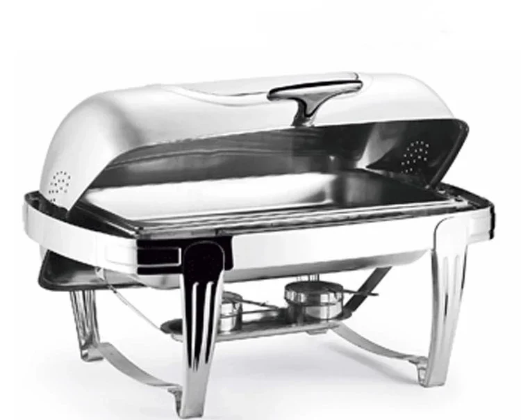 Hotel Party Unique Gold Silver Plated Mini Food Warmer Rotating Folding Small 11 L Indian Rectangular Chafing Dishes Used