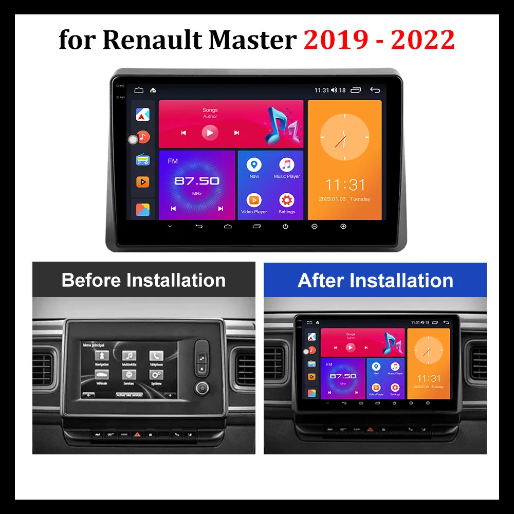 10.1 inch Android Intelligent System for Renault Master 2019 - 2022 Car Radio Multimedia Player GPS Navi DSP Stereo BT HD Screen