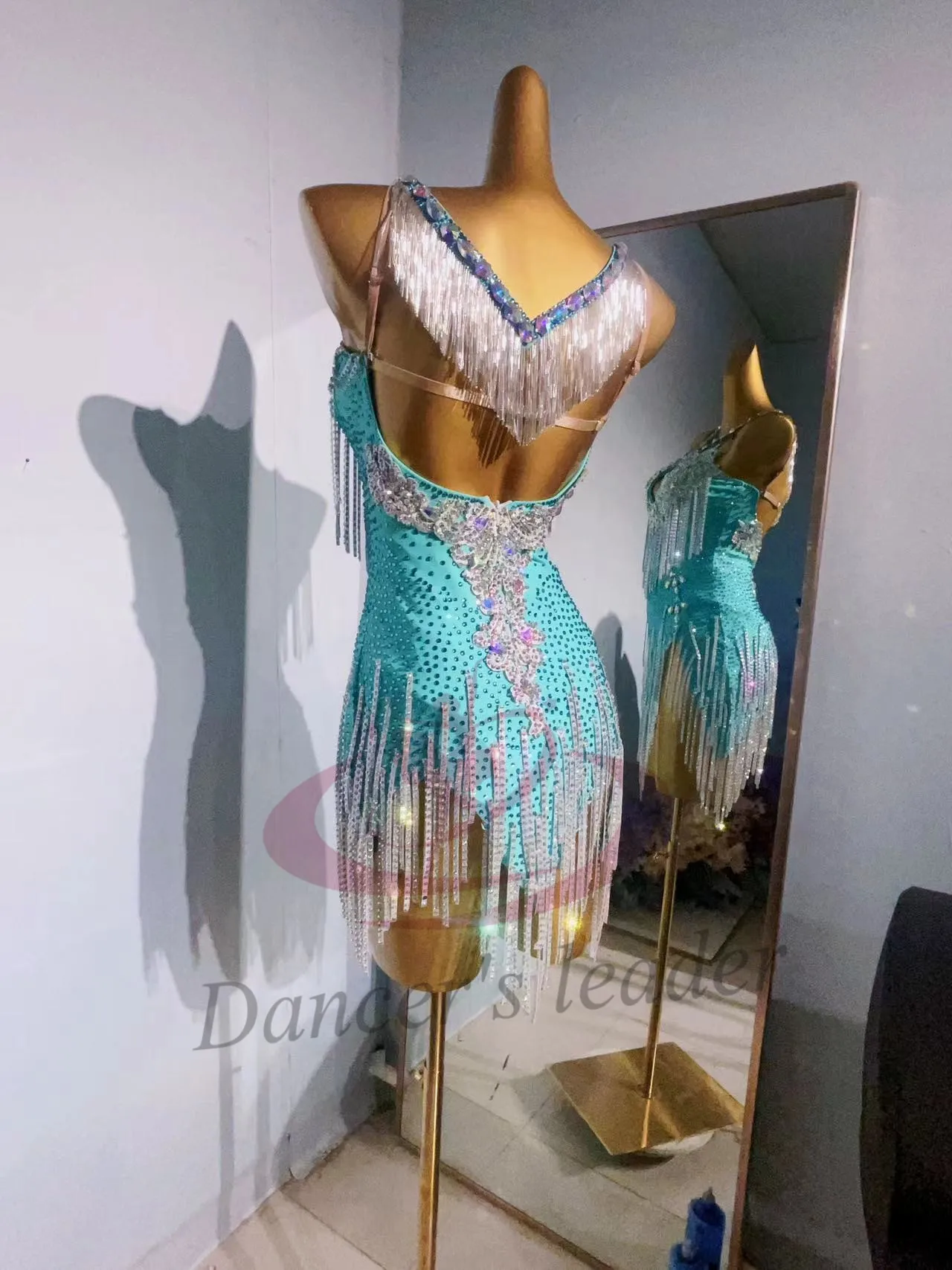 Danza latina Samba National Standard Dance Competition abbigliamento High-end Custom Full Diamond Sling Standard Performance Dress