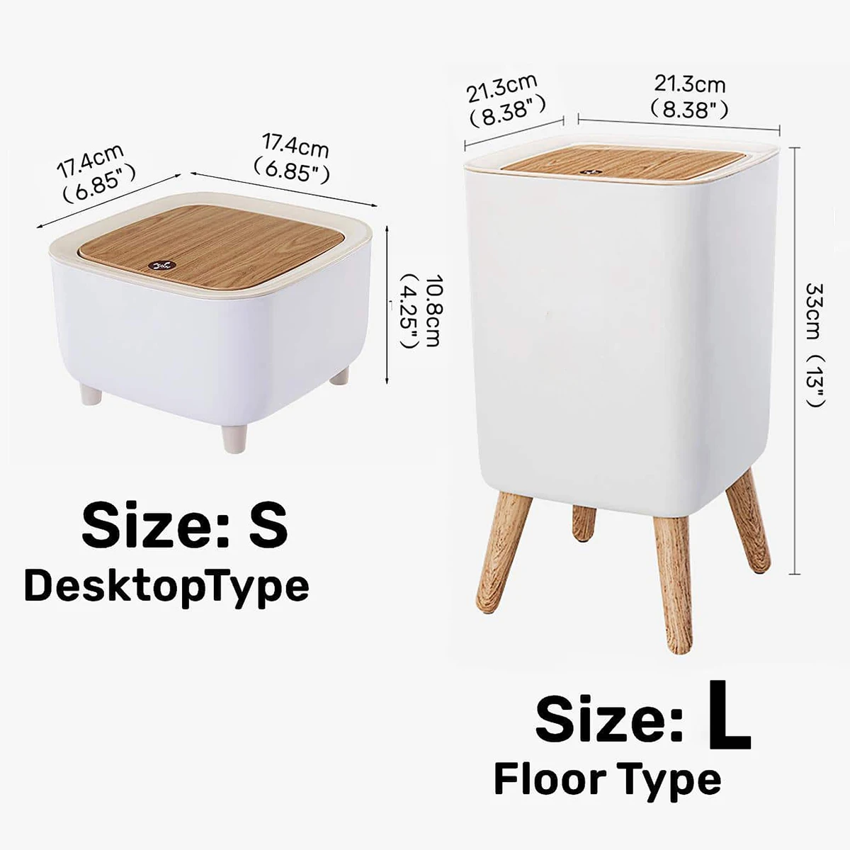 Tall Wood Grain Household Trash Cans Kitchen, Bathroom, Living Room, Tabletop Storage Bucket, Office Hotel Trash Can