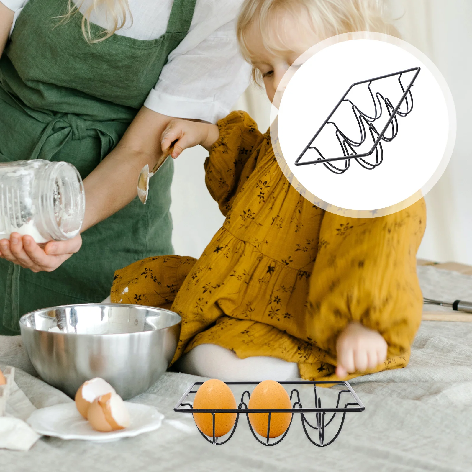 

6 Compartment Wire Egg Holder Black Metal Rack Egg Storage Organizer Kitchen Dining Room Eggs Display Tray Eggs Display Tray