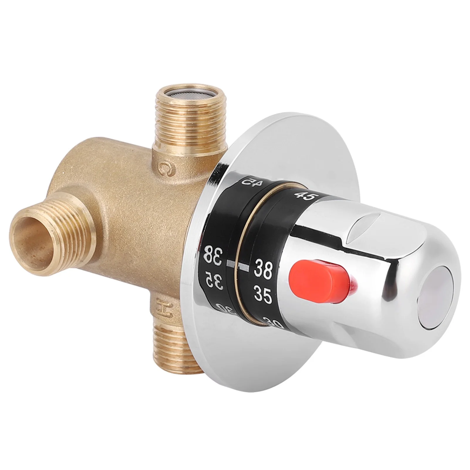 G1/2in 3 Way Brass Thermostatic Mixing Valve Faucet Temperature Mixer Control Valve Home Bathroom