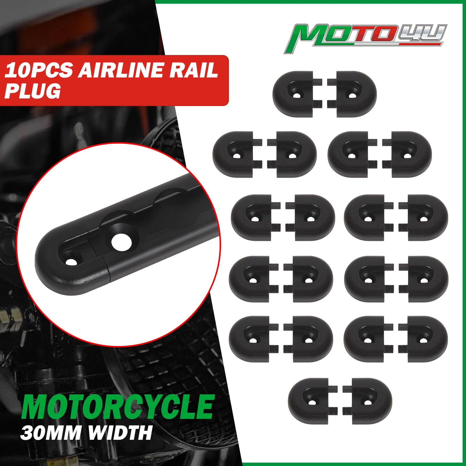 10PCS Airline Rail Plug Anchor Track End Plastic Finish Black For 30MM Rail Anti-collision Square Motorcycle Traile Accessories