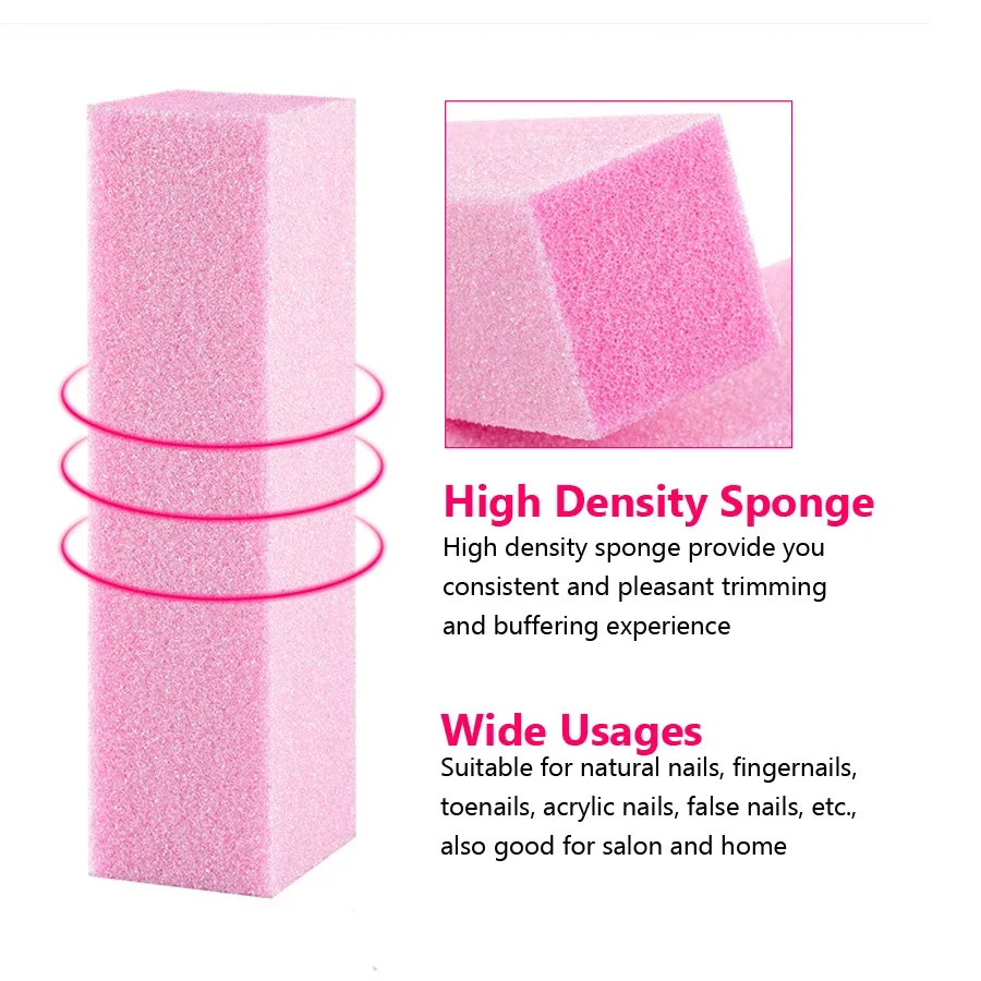 10Pcs Nail Art Sanding Files Block Set Pink & White Manicure Care Soft Sponge Polishing Tools No Hurt for Nail Care