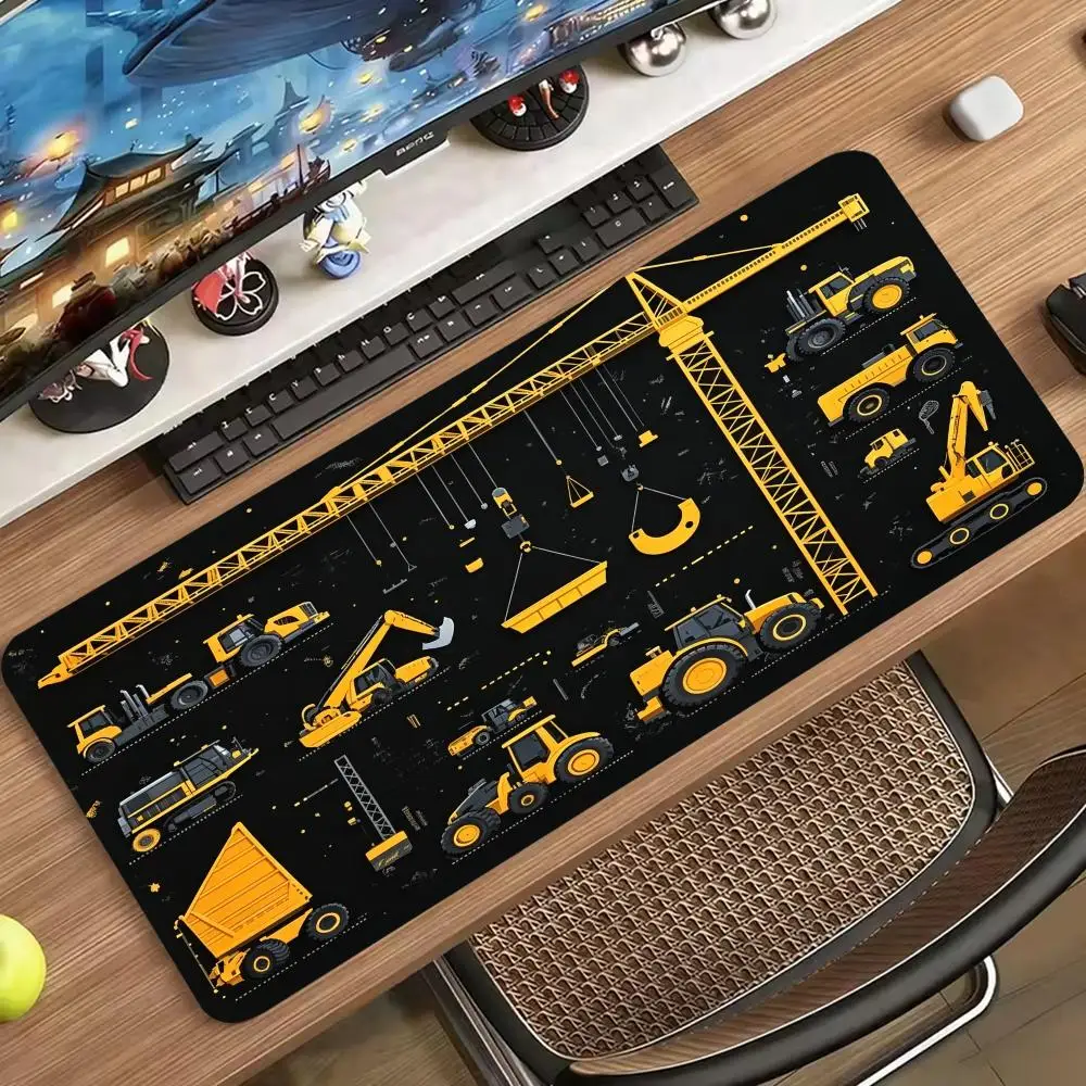 Engineering Construction Vehicle Large MousePad Non Slip Rubber Extended Desk Mat For Gaming Office Keyboard Mouse Desktop Decor