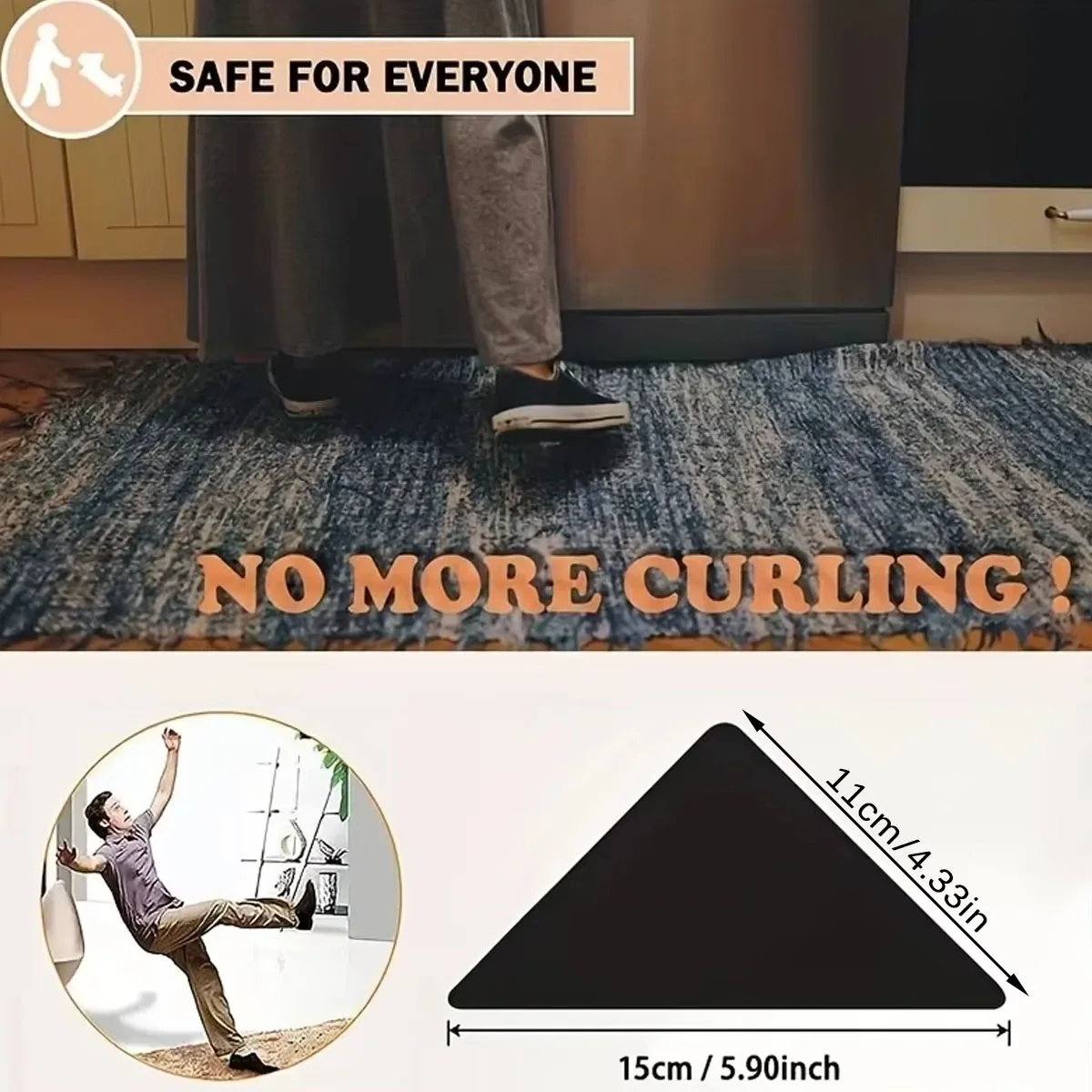 4 шт.-высококачественные нескользящие наклейки для ковров с защитой от сверления, подходящие для ковров, предотвращающие перемещение и катящиеся краев, черные