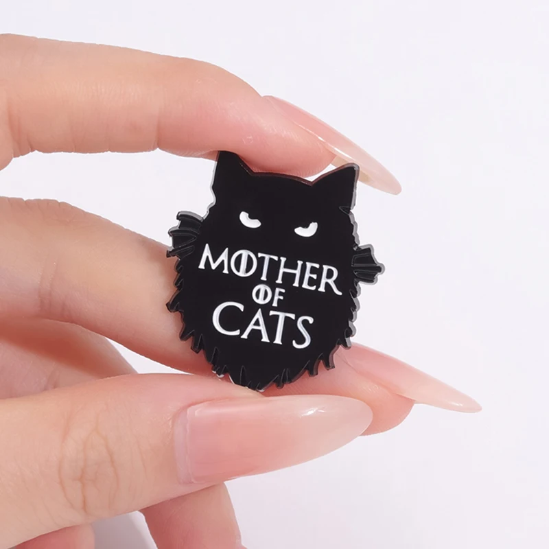 Épingles en émail personnalisées de la mère des chats, broches noires, badges de revers, punk, bijoux animaux, cadeau pour enfants, amis