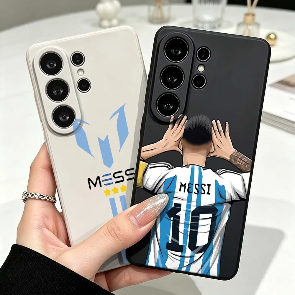 Football M-Messi design Phone Case For Samsung Galaxy S26 S25 S24 S23 S22 S21 Ultra Plus FE Soft Silicone Liquid Cover